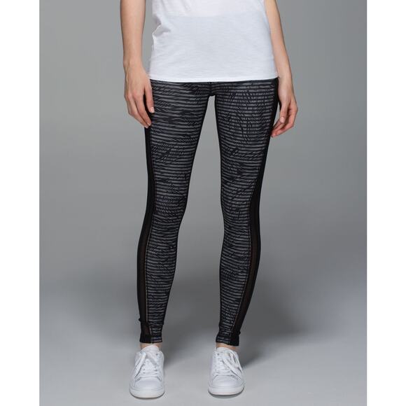 Lululemon Athletica Wunder Under Pant Luxtreme Roll Down Stripe Yoga Black 4 6 - Picture 2 of 7